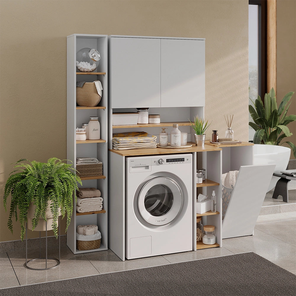 Mobile lavatrice Viktor Bianco/Rovere artigianale 93.6 x 88.2 cm Vicco