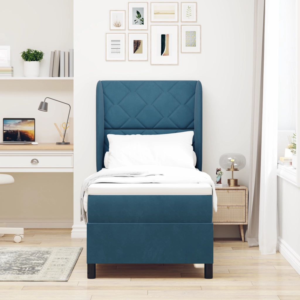 letto a box con materasso  Blu scuro 80x200 cm Velluto