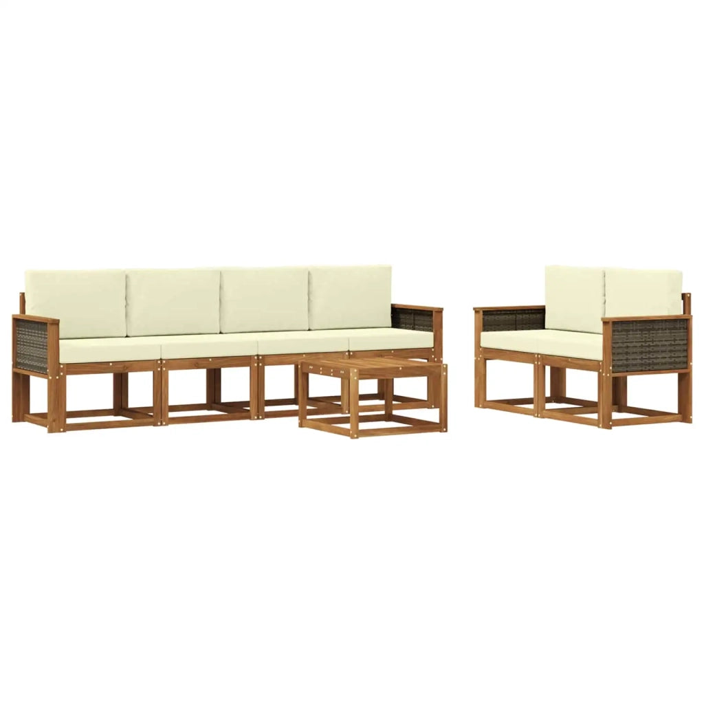 Set di divani da esterno 6 pz Naturale e Crema 3385006