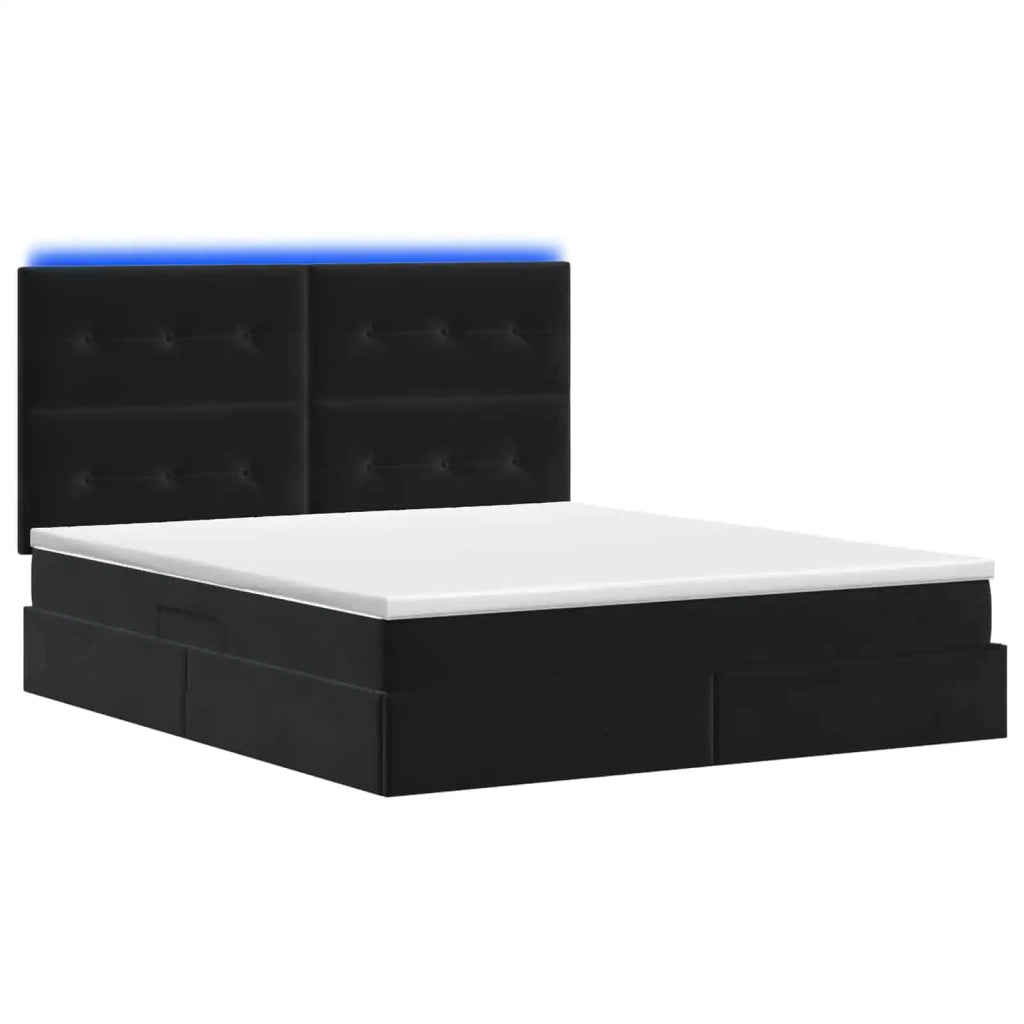 Letto con contenitore LED e materasso Nero 160 x 200 cm Velluto 3460142