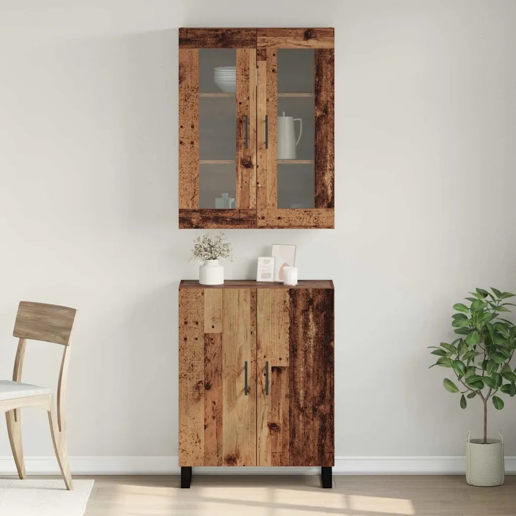Credenza 2 pcs Legno vecchio Legno multistrato