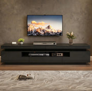 Mobile TV 175x38x45 cm con LED; 2 armadietti a L e 1 cassetto in truciolato nero