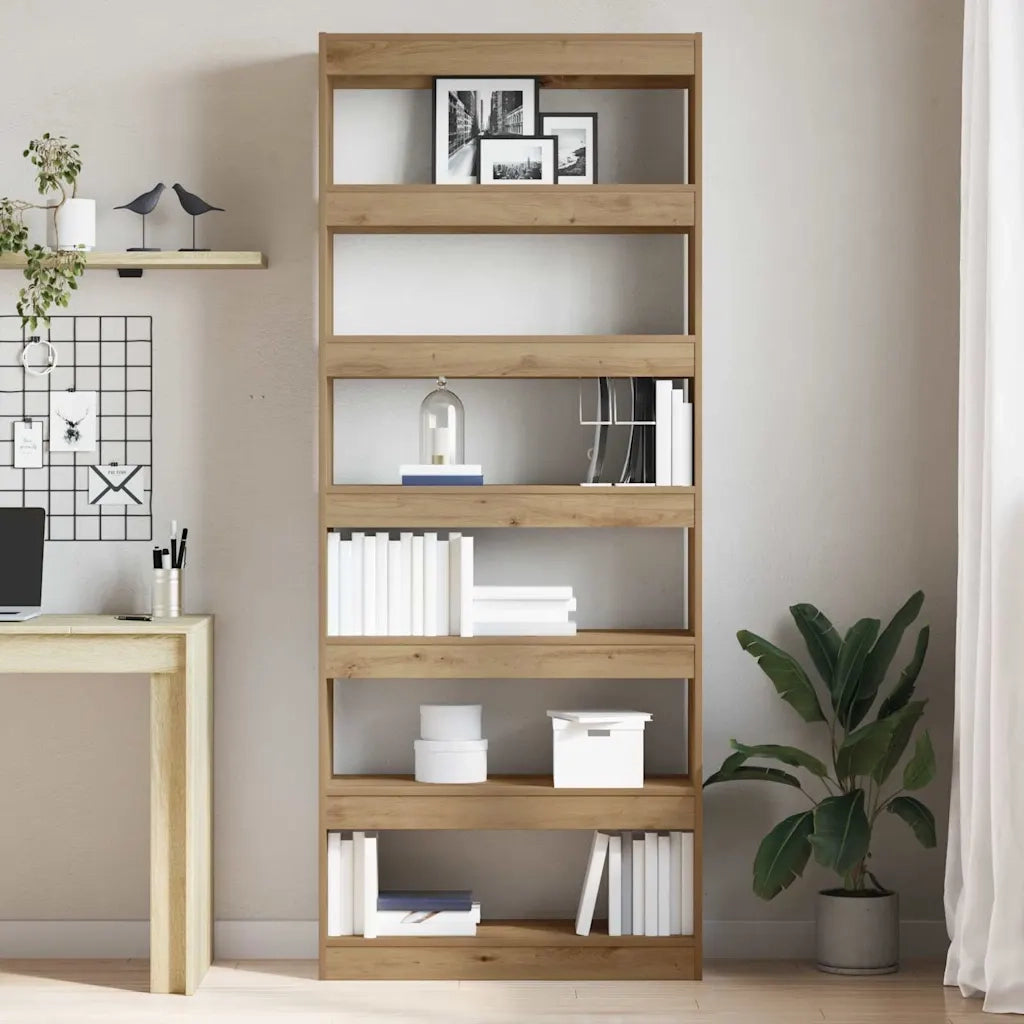 Armadio per Libri 6 livelli 80 x 30 x 198 cm Rovere artigianale 3333922