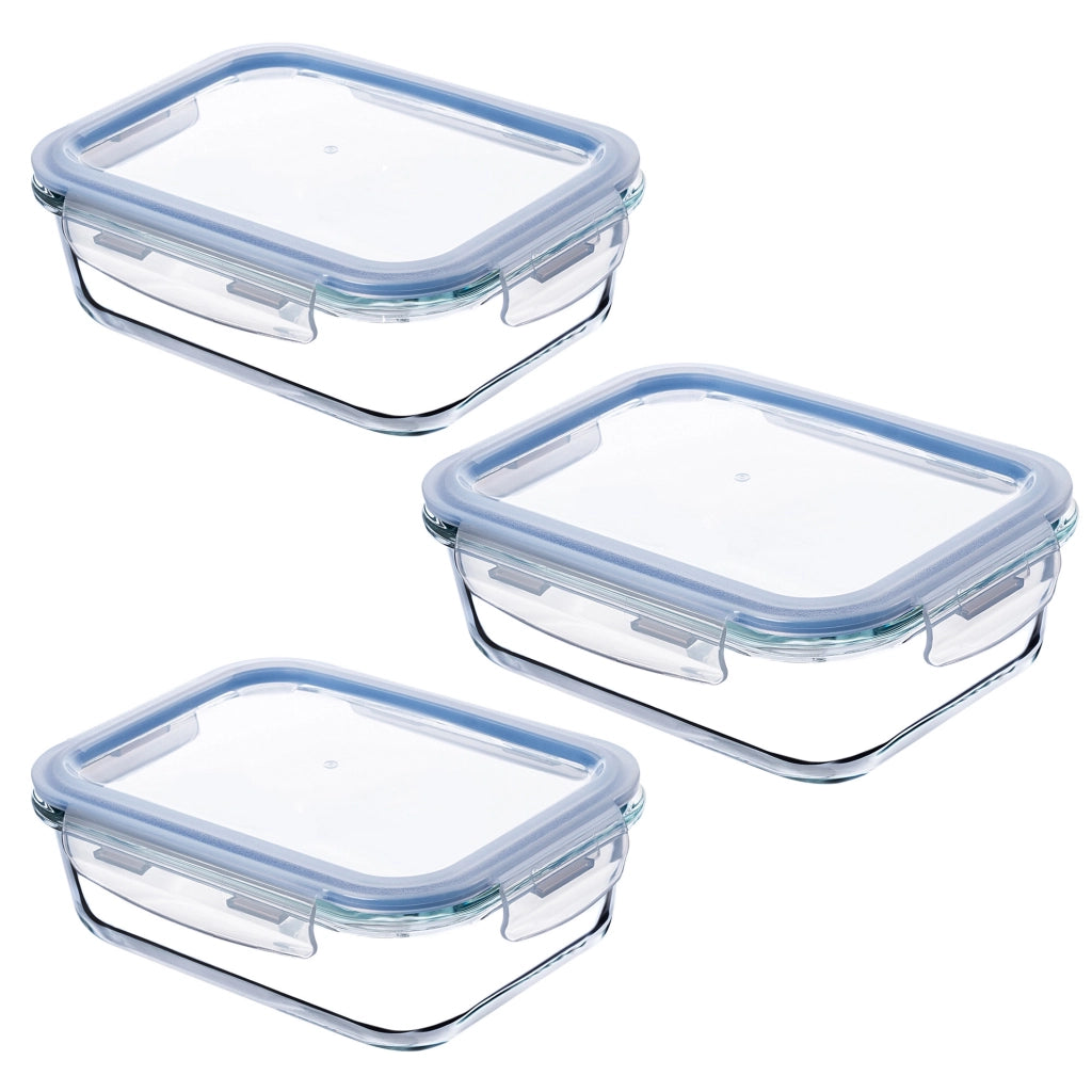 Contenitore per alimenti in vetro KADAX da 1520 ml con coperchio, portapranzo (3 pezzi)