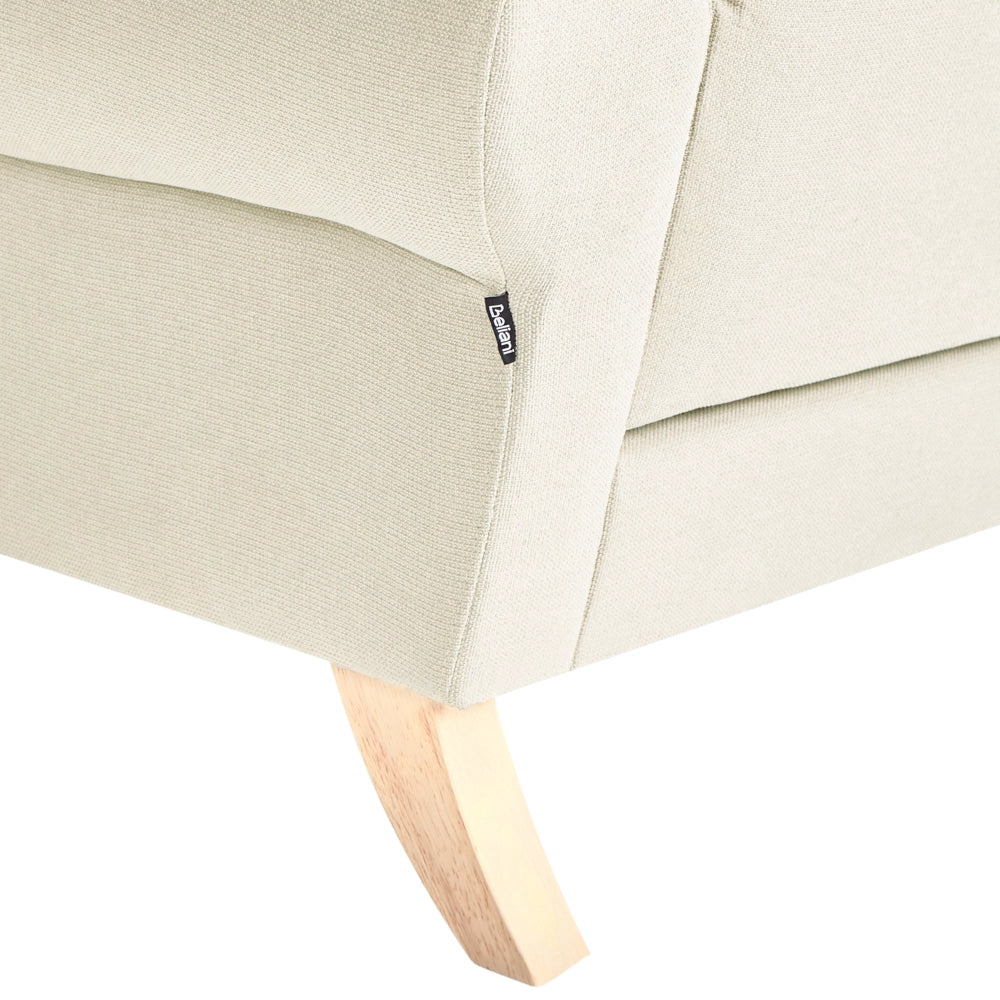 Poltrona Beige Poliestere Tessuto Gambe di legno Retro Minimalista Mobili Soggiorno