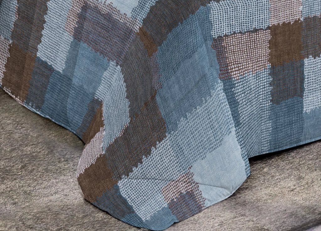 Trapunta Piumone Invernale Imbottita 300gr Microfibra Diadema Quadri - Piazza E Mezza - D6 Blu