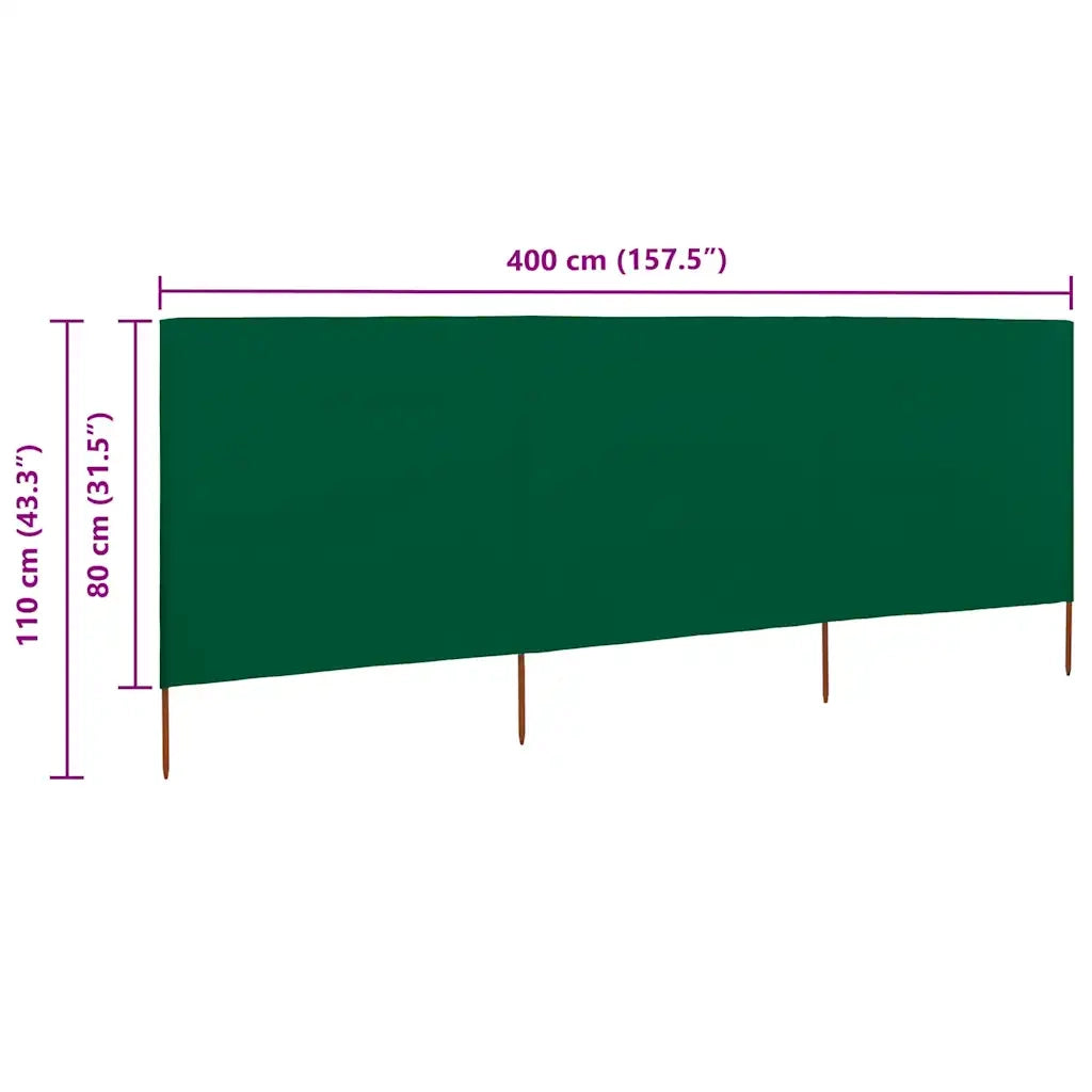 Paravento a 3 Pannelli in Tessuto 400x80 cm Verde CFW7449216