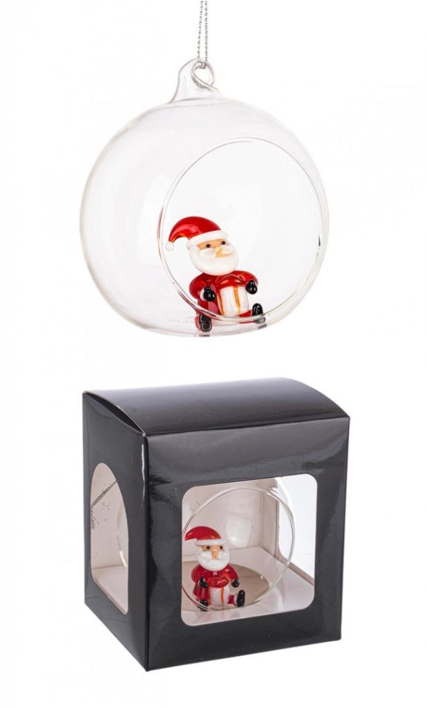 Sfera Aperta vetro Yule con Babbo Natale e Scatola Diametro 80cm (6 Pezzi)