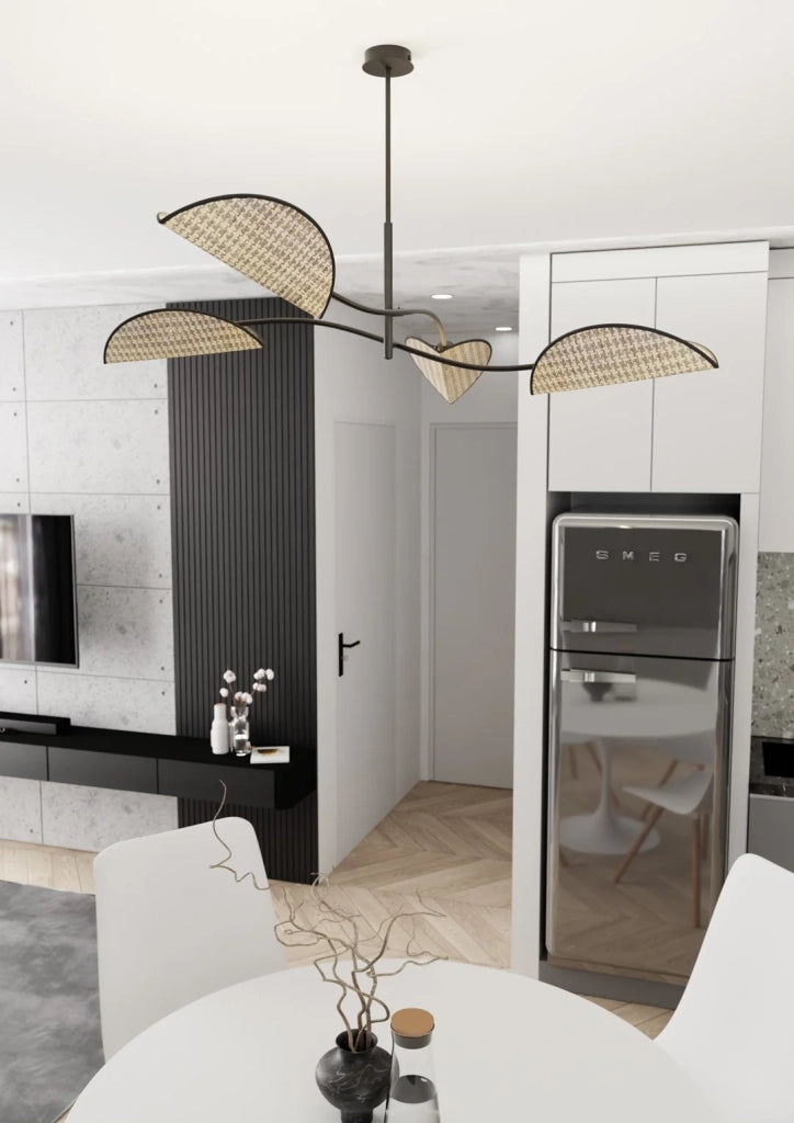 Plafoniera Moderna Ares Acciaio Nero 4 Luci E14 Ip20