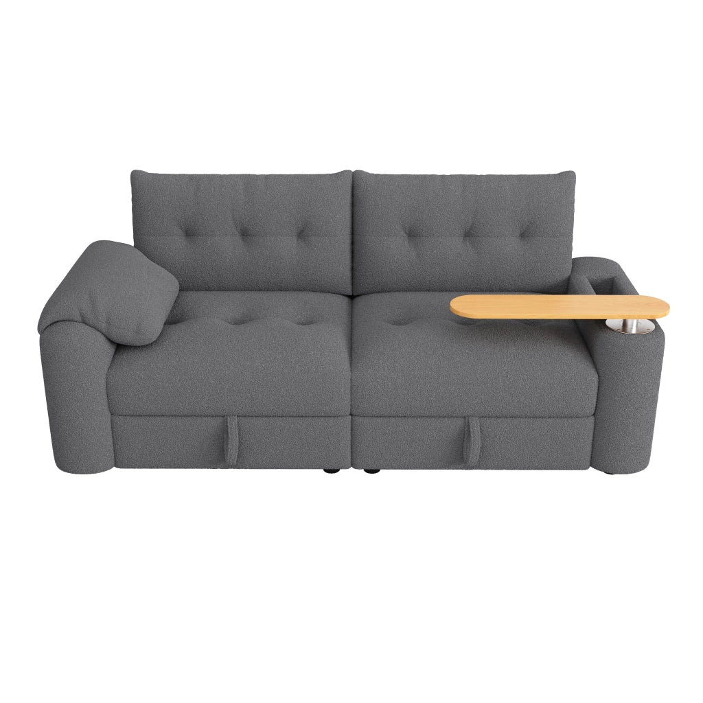 SOFA 2-3 POSTI MODULARE 207,5x80x87 cm TEDDY GRIGIO CON TAVOLINO GIREVOLE