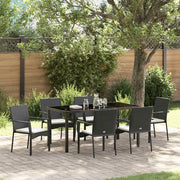 Set da Pranzo per Giardino con cuscino 7 pcs Nero polyrattan 3380083