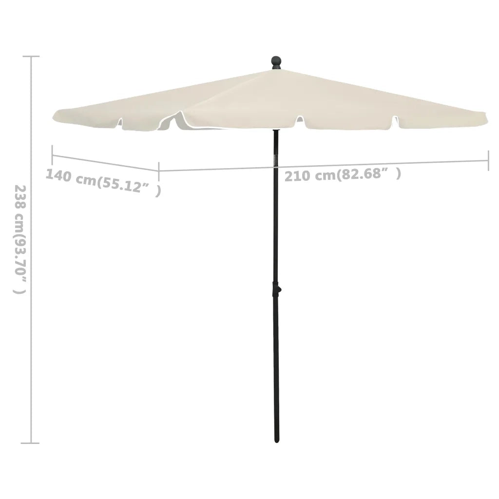 Ombrellone da Giardino con Palo 210x140 cm Sabbia 315543