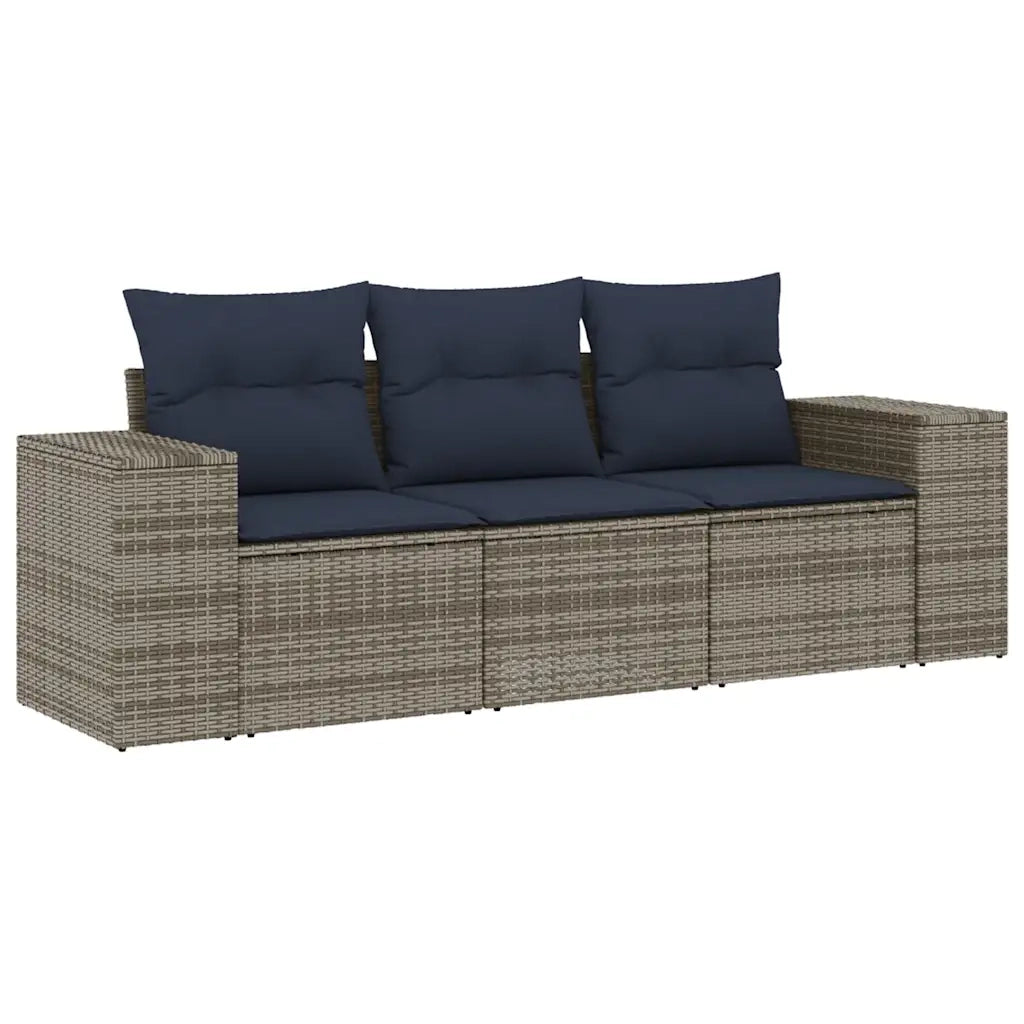 Salotto da Giardino-Set Divani da Giardino 3 pz con Cuscini Grigio in Polyrattan 313709