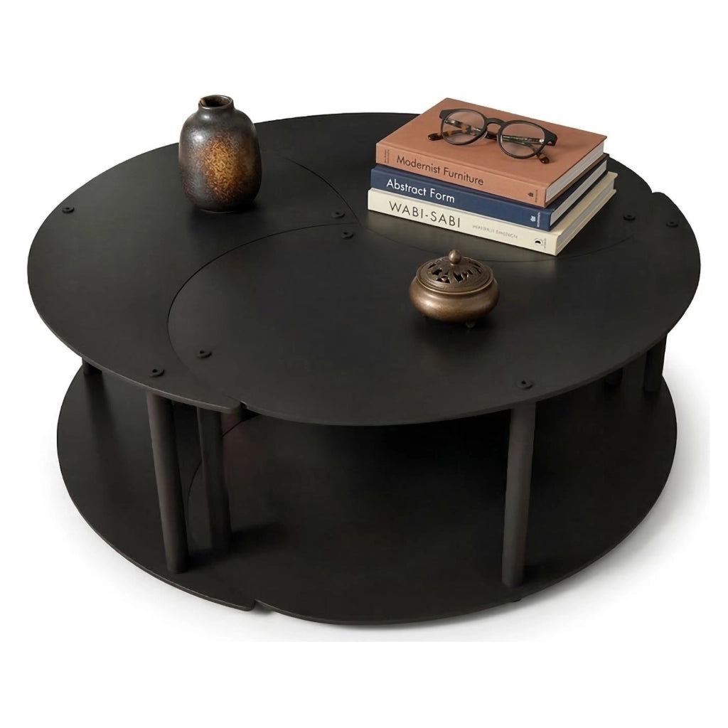 Gignese, Tavolino da Salotto set 3 Pezzi, 70x70x38h cm Nero