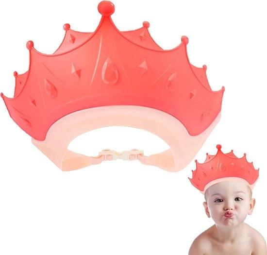 Douchemuts per bambini da 0 a 9 anni, Casco da nuoto per bambini regolabile, Protegge gli occhi e le orecchie dei bambini, Modello: Kroon - Rosso
