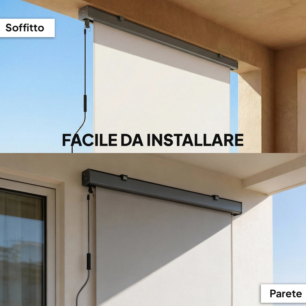 Tenda a Rullo Avvolgibile con Cassetta Alluminio ¨C zephmum ¨C 250x160 cm Bianco Crema