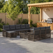 Set Divano da Giardino 11 pz Grigio polyrattan 3434966