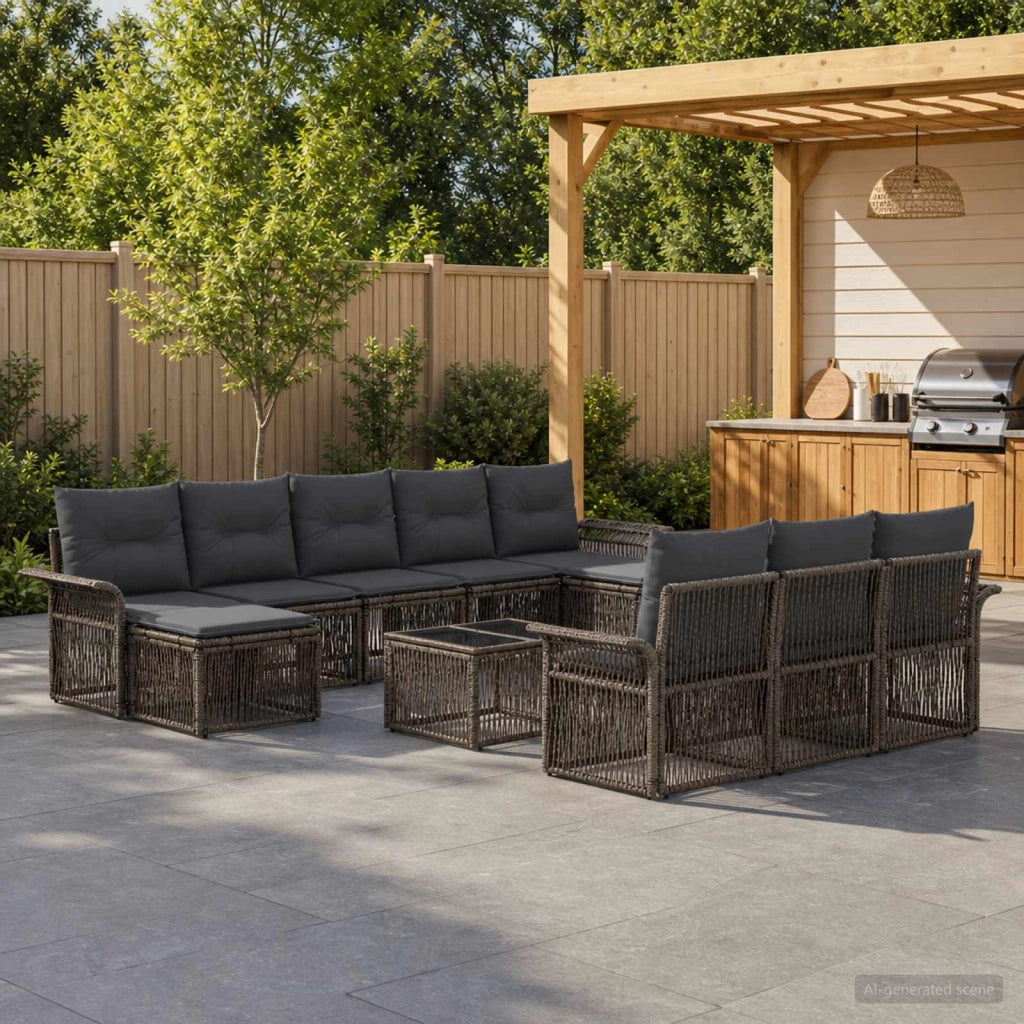 Set Divano da Giardino 11 pz Grigio polyrattan 3434966
