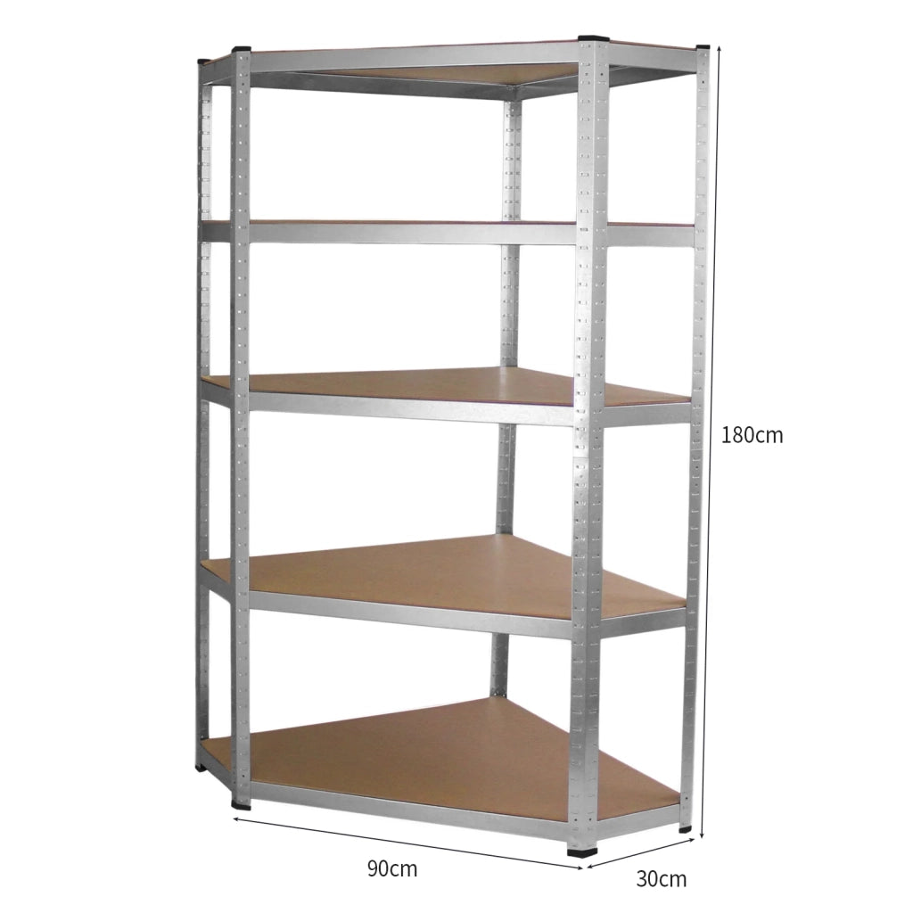 2 Scaffali Galwix 90cm in Acciaio Senza Bulloni & 1 Scaffale ad Angolo Galwix