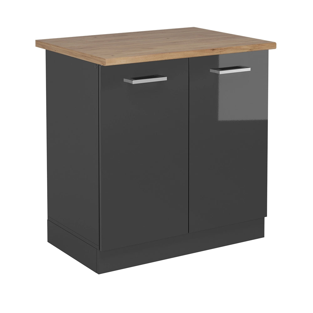 Vicco Mobile lavello cucina Antracite lucido 80 cm , PL Rovere