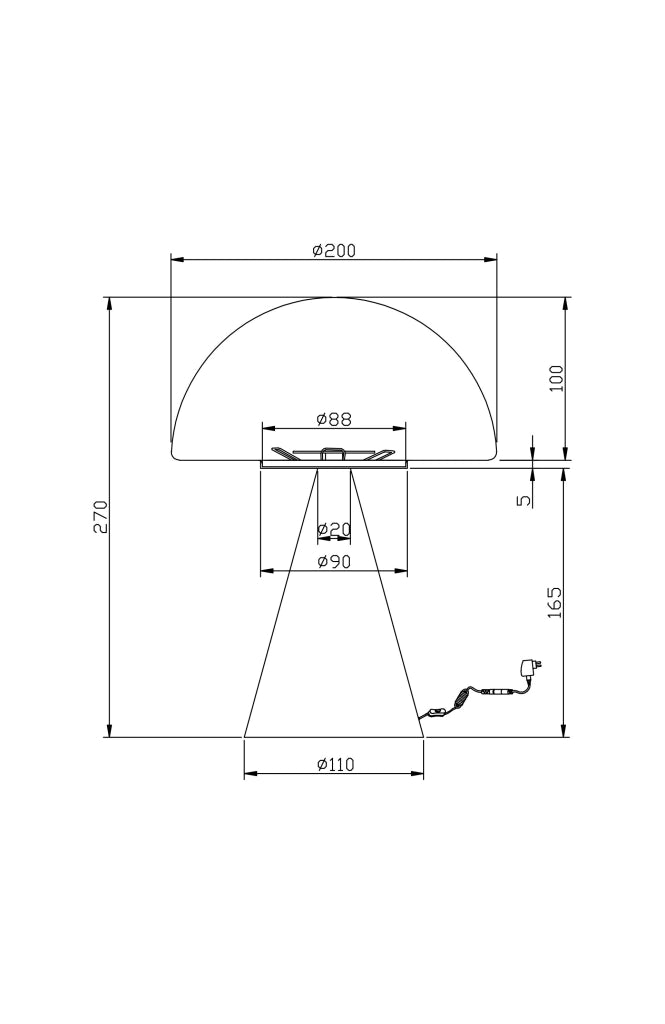 Lampada da Tavolo Blip LED 7W con Regolazione al Tocco e Tecnologia CCT 2700K-4000K, Struttura in Metallo e Vetro Soffiato, Colore Sabbia - Blip