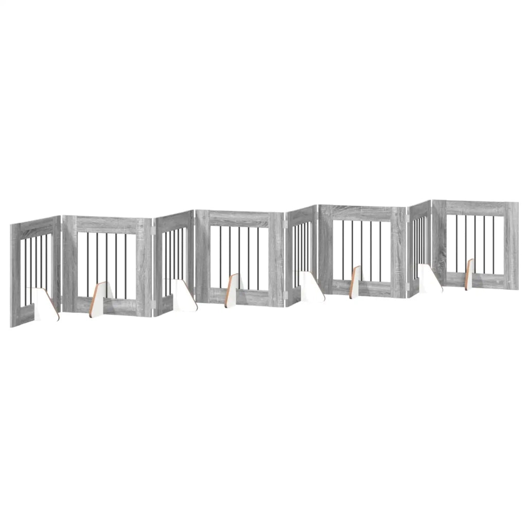 Cancello per cani con supporti 8 pz Grigio Sonoma 60 x 60 cm CFW8312655