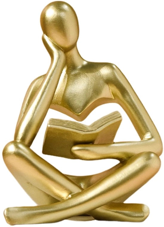 Scultura pensiero femminile in bronzo dorato - Arte decorativa abstracta per la casa - Ornamento per ufficio - Camera da letto - Camera da pranzo - Tavolo - Sedia