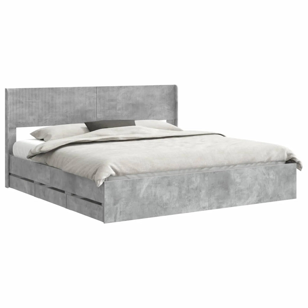 Struttura del letto con stoccaggio e testata Grigio Cemento 3414284