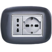 Trade Shop - Placca Oval 3 4 6 Moduli Acciaio Scuro Compatibile Con Bticino Axolute -  -3 Fori     -