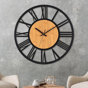 Cronografo da Parete 40 cm in legno imitato vintage con cifre romane - Retro, non ticcante, funzionante a batterie, orologio silenzioso per soggiorno, camera da letto, ufficio