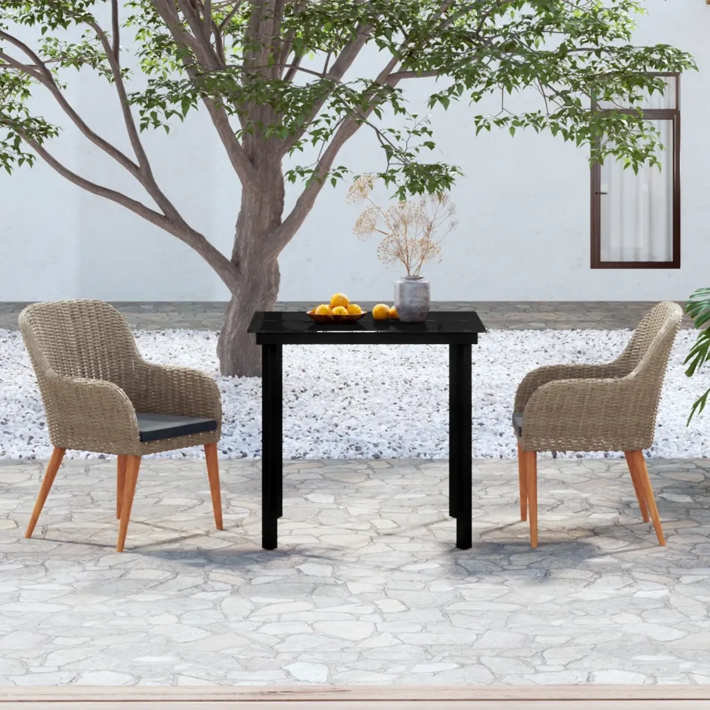 Set da Pranzo da Giardino 3 pz con Cuscini Marrone 3099511