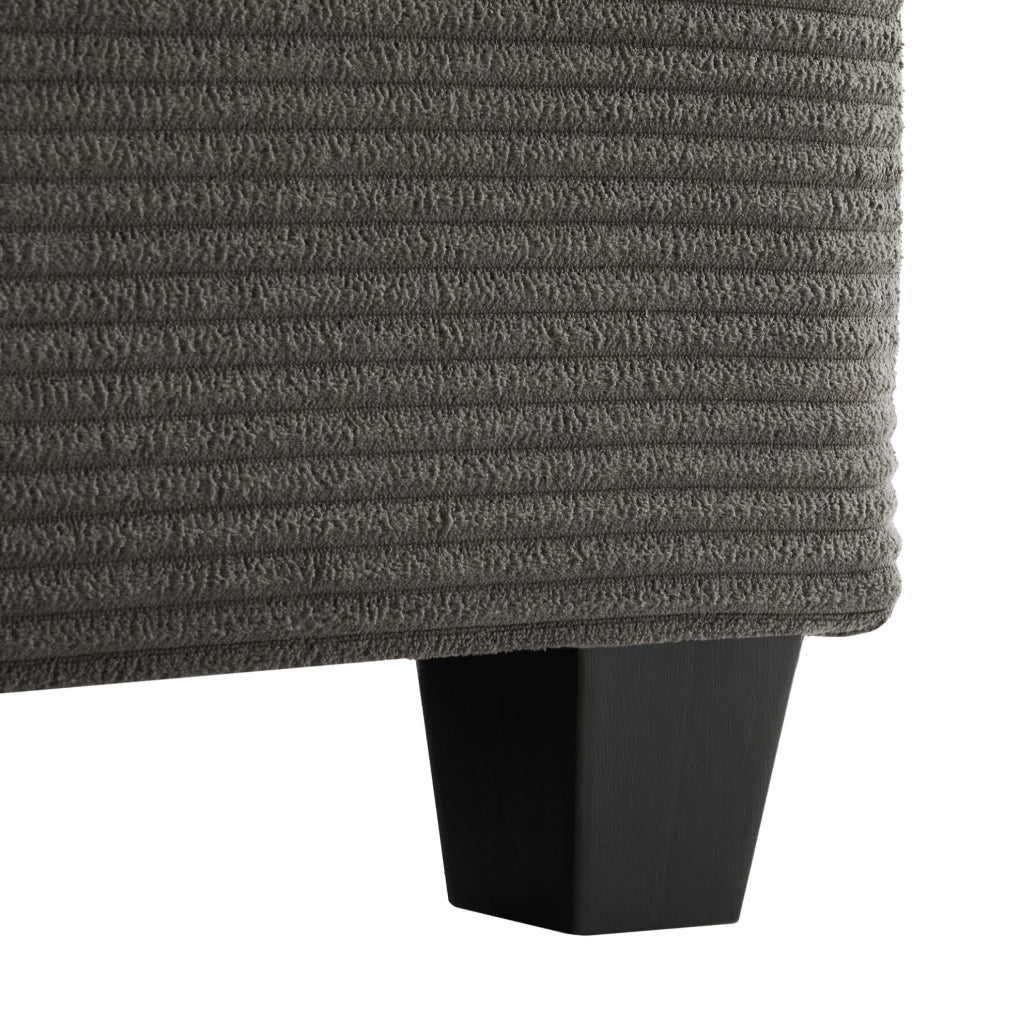 Divano angolare L 213.5x139x87 cm con USB; portaoggetti in corduroy dark gray