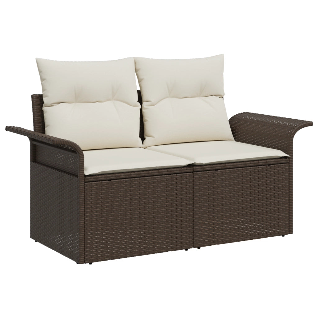 Set di 10 pezzi divano da giardino con cuscini marrone in poli rattan