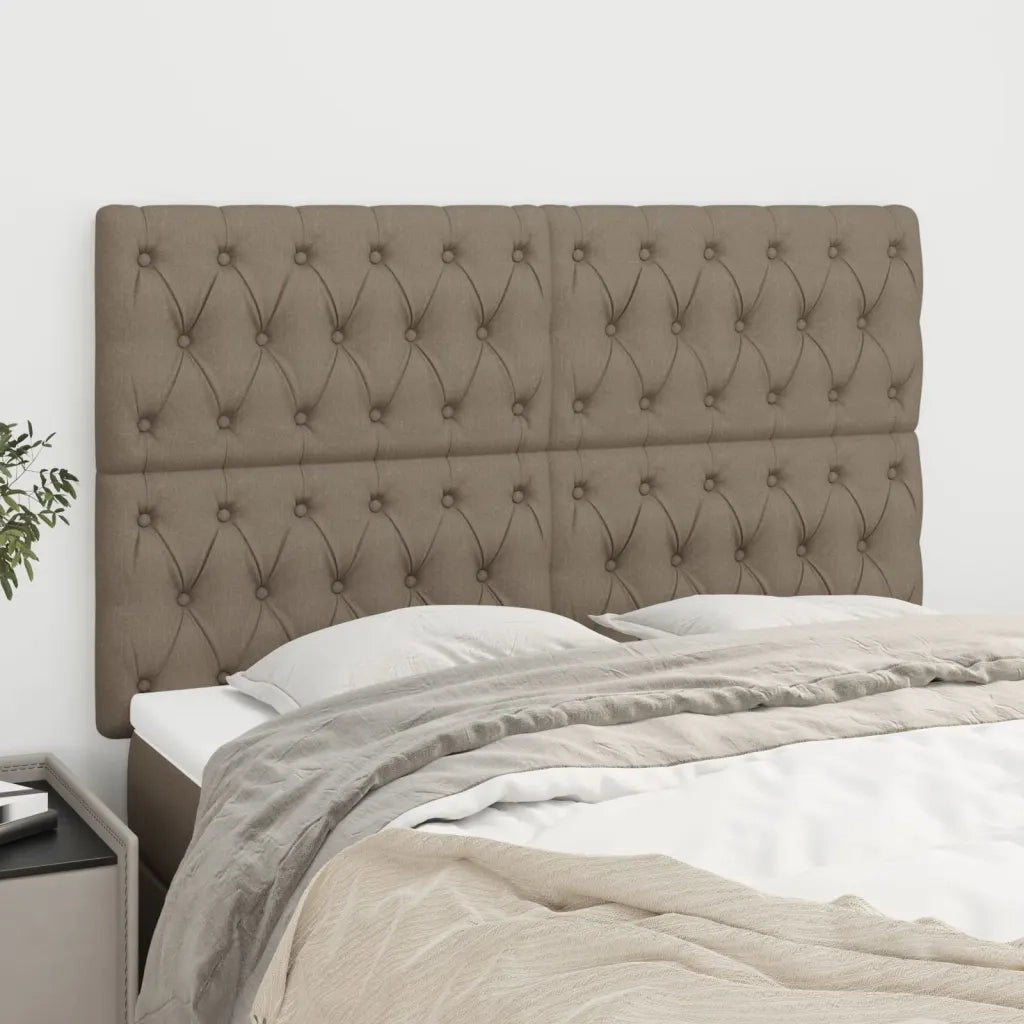 Testiera per Letto-Testata-Testiera Decorativa Tortora 144x7x118/128 cm Tessuto