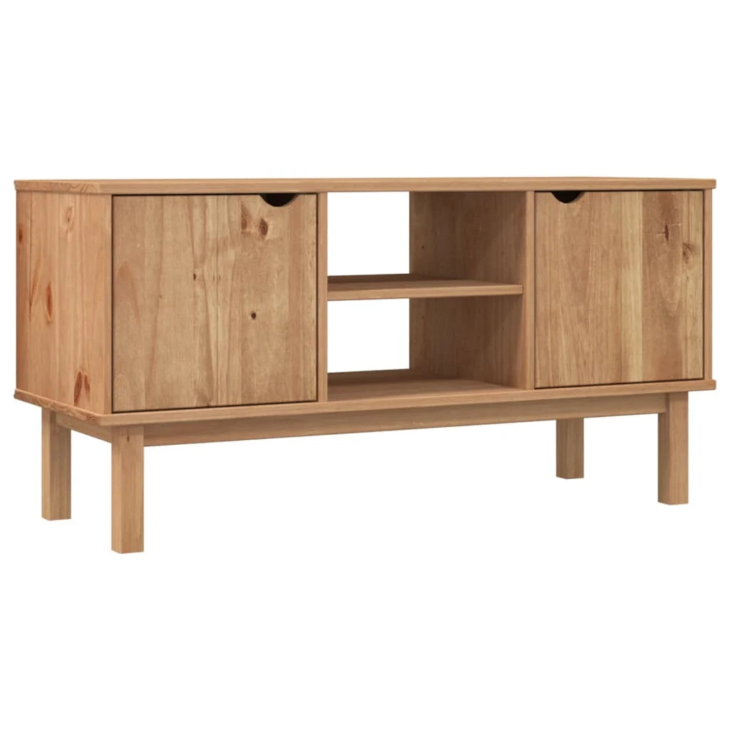Mobile TV multimediale scaffale TV credenza mobile TV sala da pranzo soggiorno camera da letto 113,5 x 43 x 57 cm legno di pino massiccio marrone 02_0028276