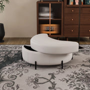 Pouf Poggiapiedi con Vassoio ¨C MINIMAL ¨C Tessuto Chenille, Beige