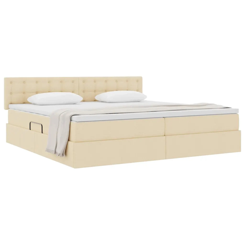 Letto con contenitore e materasso Crema 200 x 200 cm