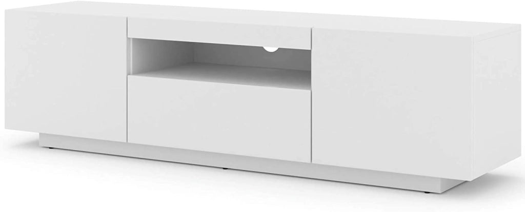 MOBILE TV PIANO TV SOSPESO O A TERRA BIANCO OPACO (NO LED) 150x37x42cm AURA