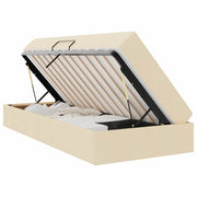 Letto singolo | Letto per adulti | Letto con contenitore e materasso Crema 100 x 200 cm Poliestere