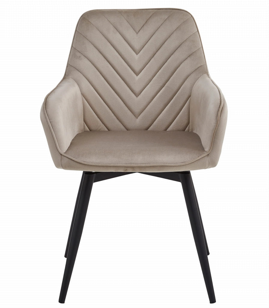 VALORA NANA360 Sedia girevole in velluto beige scuro per soggiorno, cucina, sala da pranzo