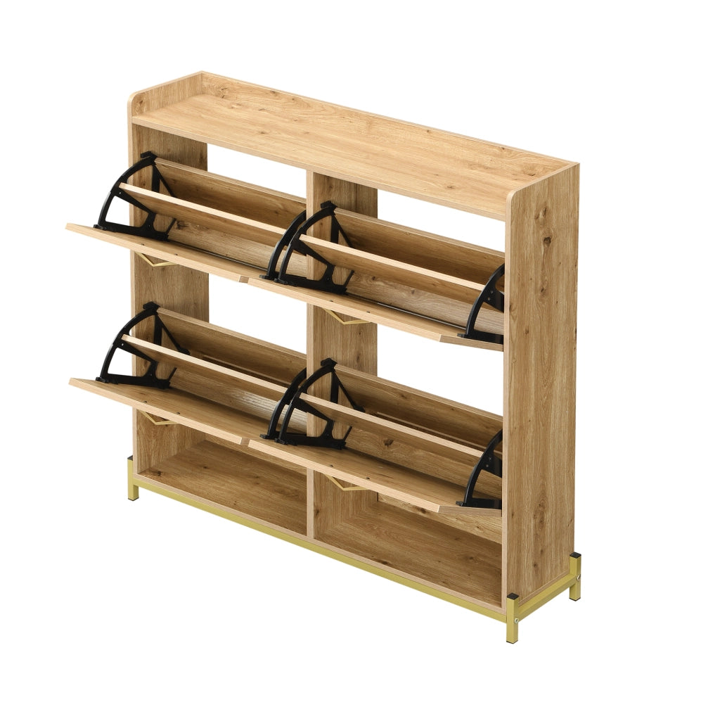 Scarpiera salvaspazio in MDF color legno 108;5 x 24 x 100 cm con struttura in metallo