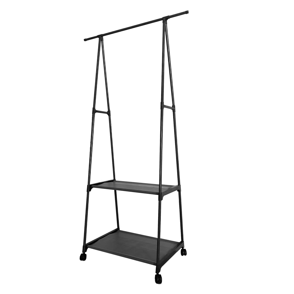 Appendiabiti Donkey Majestic Nyana Home 160x55x42 cm 2 ripiani, 1 barra superiore Nero