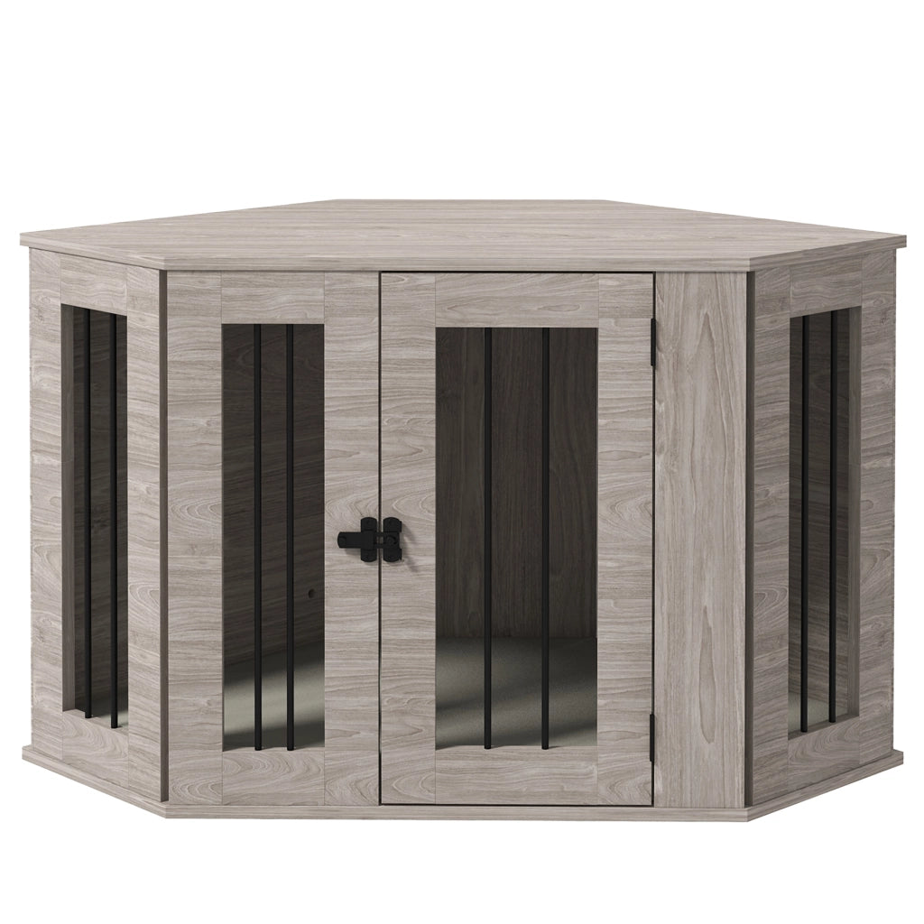 Cuccia per Cani Angolare con Cuscino ¨C Xylo ¨C Legno Marrone 104x55x63 cm