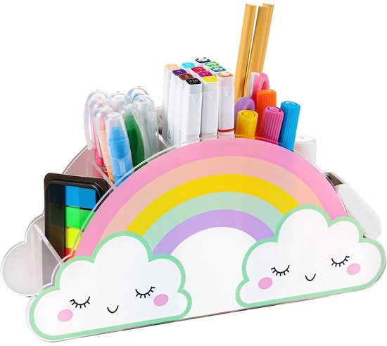Pen holder per scrivania, pen holder in acrilico, pen holder colorato arcobaleno per ufficio domestico, contenitore per articoli da ufficio e accessori per scrivania