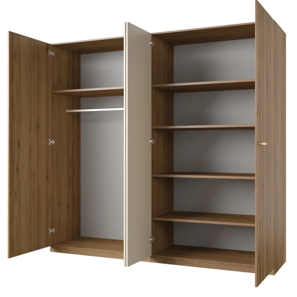 Camera completa VERTIGO – Letto contenitore 160x200, 2 comodini, armadio 4 porte + contorno design