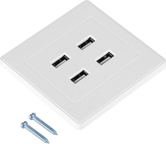 Stopcontatto con 4 porte USB per caricamento rapido - Ideale per ufficio casalingo, hotel e spazi pubblici - Bianco