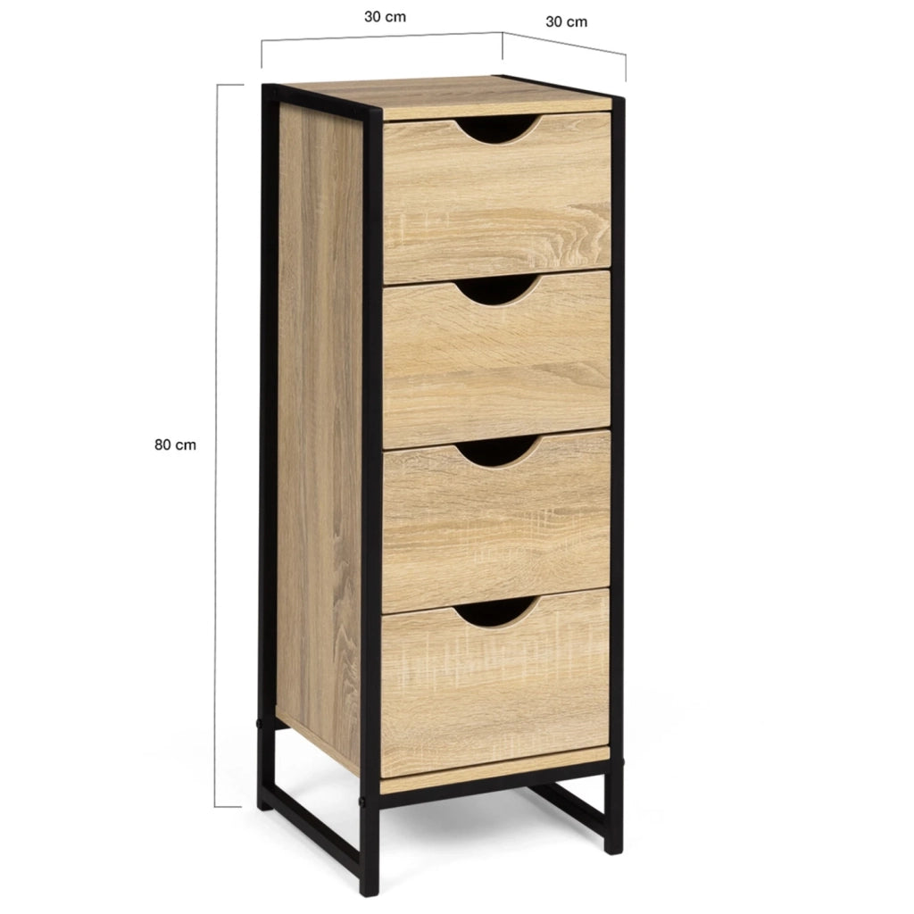IDMarket - Armario lateral de 4 cajones DETROIT 30 cm para entrada de baño