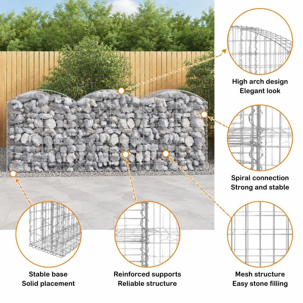 Gabion With High Arch 150x30x100/120 Cm Galvanized Iron