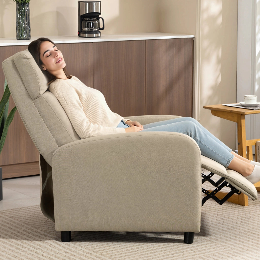 Poltrona relax reclinabile con poggiapiedi estraibile ¨C Minimal ¨C beige