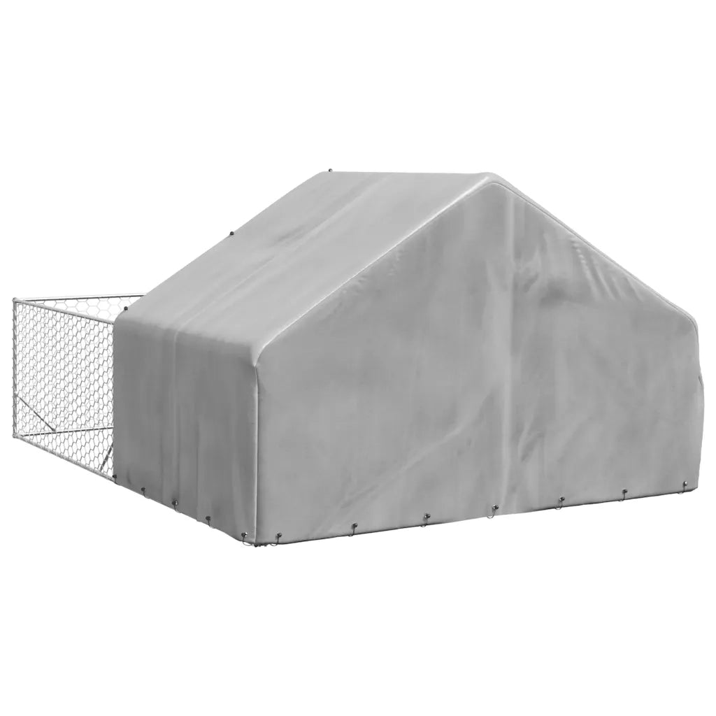 Cuccia per Cani da Esterno con Recinto 4x3x1,9m Acciaio Zincato 3329241